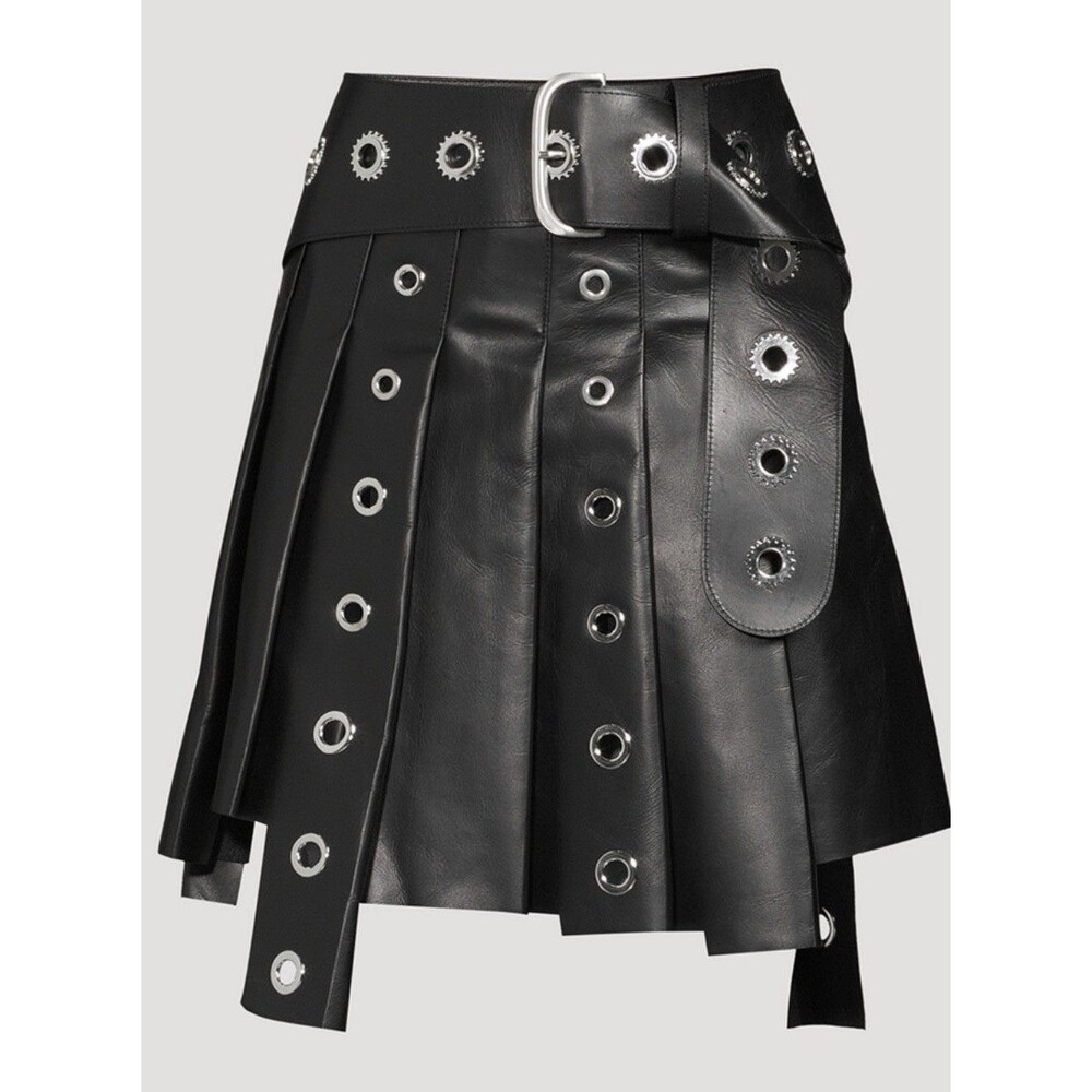 Off-White Leather Eyelet Mini Skirt Black IT Size 42 Retail: $3400 New